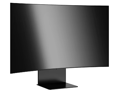 Curved Computer Monitor with Sleek Black Design and Stable Stand 3d model