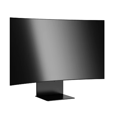 Curved Computer Monitor with Sleek Black Design and Stable Stand 3d model