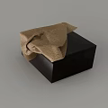 Dark Wooden Box Covered With Natural Burlap Cloth On Gray Background