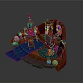 Fantasy Scenery With Colorful Structures Blue Steps And Orange Platform Decorative Elements