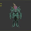 Ornate Spiked Warrior Creature Armor With Maroon Metallic Design And Decorative Details