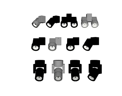 Various Modern Downlights and Spotlights for Home Lighting Fixtures 3d model