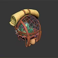 Household Items In Red Metal Mesh Basket With Yellow Cloth Roll Green Bottle Yellow Balls