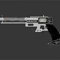 Futuristic Sci Fi Gun Design With Metallic Silver Barrel Black Grip And Control Panel