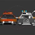 Orange And White Toy Cars With Red Colorful Lights Mechanical Structure And Number 58