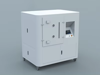 White Industrial Equipment With Cabinet Style Design Control Panel And Wheels 3d model
