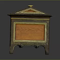 Elegant Vintage Wooden Chest With Golden Accents Ornate Carvings And Decorative Lid