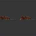 Two Long Decorative Furniture Shelves With Stacked Design And Copper Metal Frames