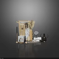 Elegant Decorative Ornament Set With Bamboo Lantern Picture Frame And Ceramic Vases