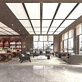 Contemporary Luxury Hotel Lobby With Marble Reception Counter And Elegant Metal Feature Wall Design