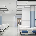 Hospital Outpatient Clinic Interior Design With White Blue Decor Large Window And Rolling Beds
