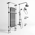 Stylish Modern Chrome Bathroom Faucet Set with Showerhead Radiator and Fittings