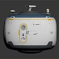 Cartoon Style Round Futuristic Robot With Blue Top Silver Body And Yellow Control Buttons