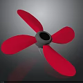 Bright Red Five Blades Electric Fan With Gray Central Hub