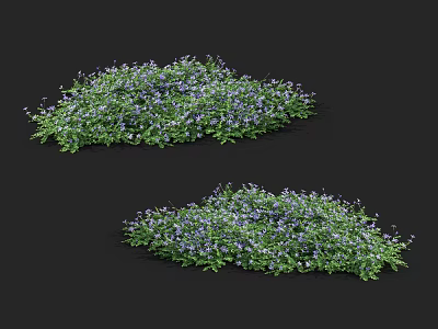 Green Flowering Plants with Purple and White Small Flowers in Round Shape 3d model