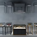 Modern Display Shelves And Showcases With Glass Doors Metal Frames And Drawer Cabinets For Retail