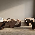 Modern Beauty Salon Interior With Wooden Styling Chairs And Shampoo Bowls