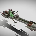 Futuristic Sci Fi Spaceship With Green Red Accents And Detailed Engine Structure