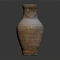 Handcrafted Clay Jug With Striped Design And Handle On Dark Background 3d model