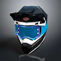 HJC Motorcycle Helmet Black Blue Carbon Fiber Construction With Protective Face Shield