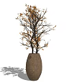 Elegant Textured Ceramic Vases With Golden Leaf Branches For Interior Decor 3d model