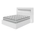 Double Bed With White Headboard And Padded Spring Mattress Design 3d model