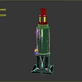Industrial Green Cylindrical Device With Black Base Top Structure And Red Components 3d model