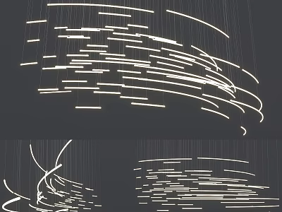 Modern Artistic Chandelier With Curved Linear Light Strips And Suspended Design Structure 3d model