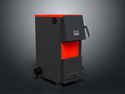 Black And Red Industrial Equipment With Wheels Front Logo Door And Portable Design 3d model
