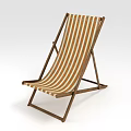 Comfortable Striped Folding Lounge Chair With Wooden Frame And Canvas Fabric Design