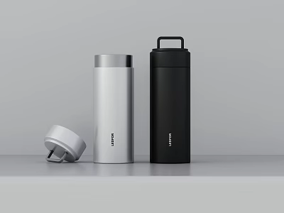 SOWA Silver and Black Insulated Cups with Removable Lid for Daily Use 3d model