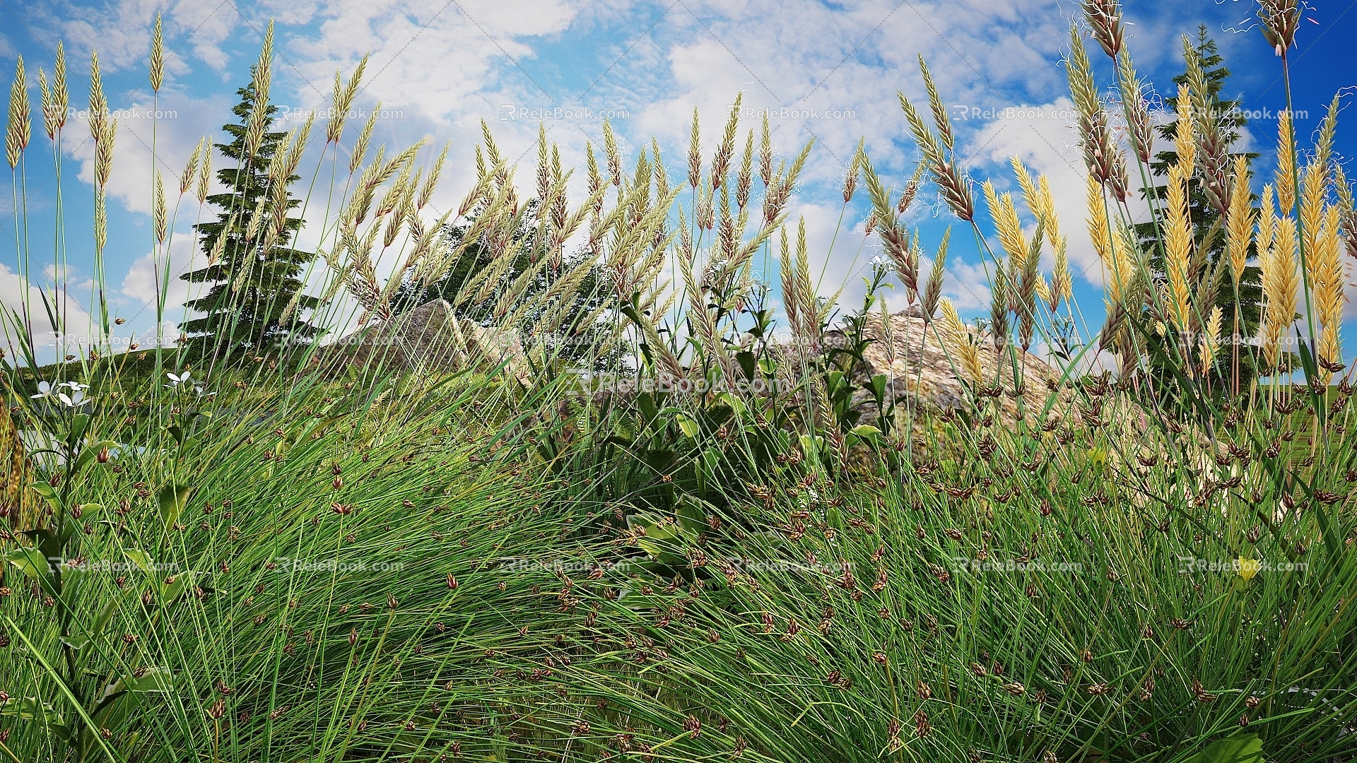 Modern Grass Wild Grass Landscape Shrub Shrub Plant Combination Natural Landscape 3d model