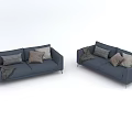 Gray Double Sofa With Soft Cushions Throw Blanket And Metal Legs Design 3d model