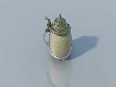 Decorative Golden Lid Daily Electrical Appliance With Beige Body Silver Base And Transparent Handle 3d model