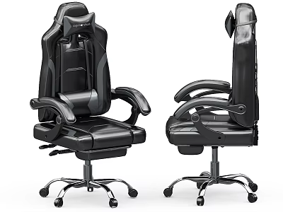 Ergonomic Black Leather Office Chair With Adjustable Backrest Armrests And Caster Base 3d model