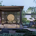 Japanese Style Garden Landscape Design With Pavilion Rockery Pond And Greenery