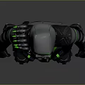 Game Movie Character With Hooded Coat Neon Green Accents And Tactical Armor Design