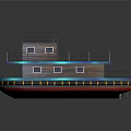 Two Story Wooden Boat With Deck Railing Windows And Colorful Trim