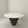 Modern Round Dining Table With White Tabletop And Black Layered Base 3d model