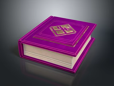 Stylish Purple Hardcover Book With Golden Decorative Pattern On Elegant Cover 3d model