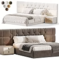 Elegant Double Bed Featuring Upholstered Headboard Nightstand Soft Bedding And Multiple Color Options 3d model