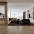 Modern Open Dining and Living Room Interior With White Sofa and Dining Table
