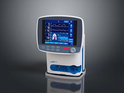 Medical Patient Monitor With ECG Waveforms And Vital Signs Display Mindray White Blue Compact Design 3d model