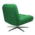 Green Corduroy Leisure Chair With Tufted Buttons And Metal Star Base Casters