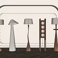 Middle style floor lamp combination 3d model