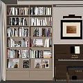 Cozy Study Room Interior With Built in Bookshelves Numerous Books Wooden Piano And Framed Artwork