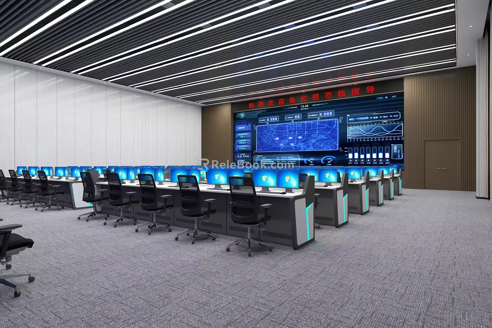 Modern Command Room Monitoring Room Command Table Monitoring Table 3d model
