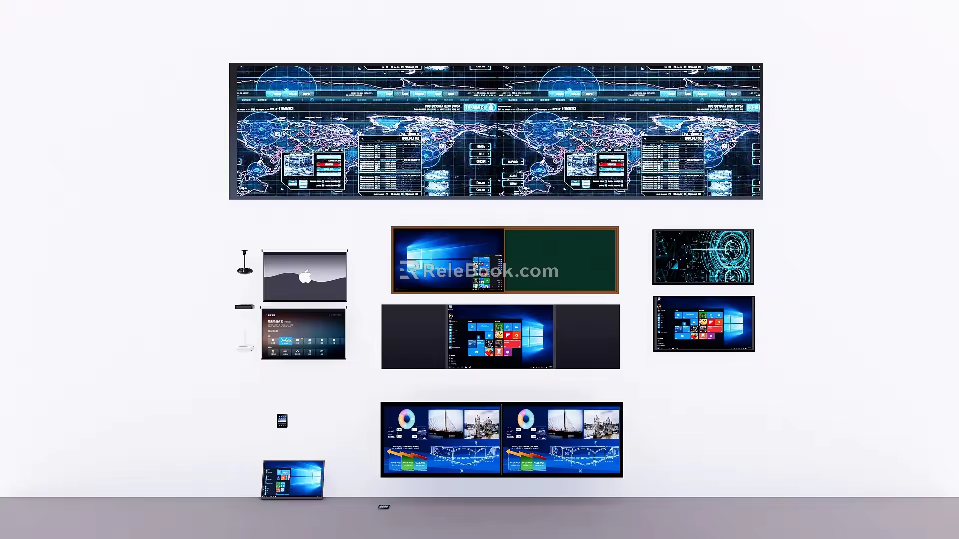 Multimedia Large Screen Projection Blackboard Screen Digital Large Screen Projection Curtain Big Data Screen 3d model