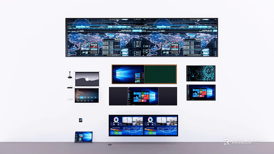 Projection Monitoring System With Multi Screen Layout And Real Time Data 3d model 