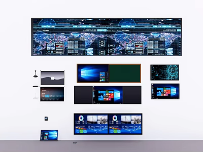 Projection Monitoring System With Multi Screen Layout And Real Time Data 3d model